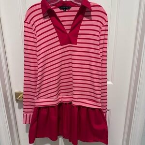 Pink and Red Striped Long Sleeve Top